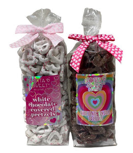 Valentine's Day 16oz Chocolate & Yogurt Covered Pretzel Bow Bags