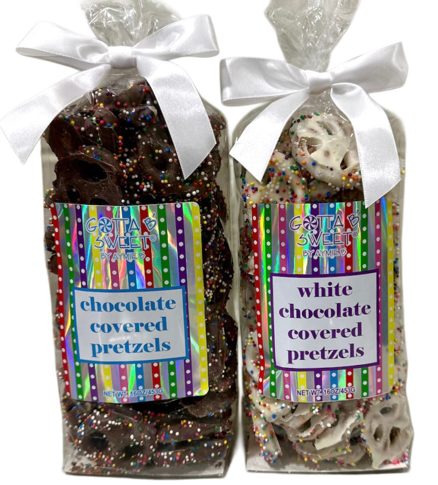 16oz Chocolate & Yogurt Covered Pretzel Bow Bags